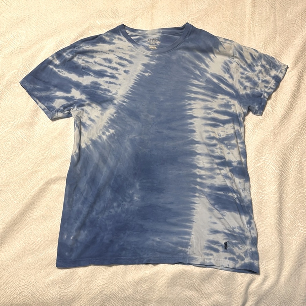 Polo Ralph Lauren, blue and white tie-dye T-shirt.